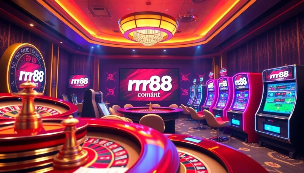 Experience the thrill of rr88 com with a lively online casino scene featuring vibrant gaming elements.