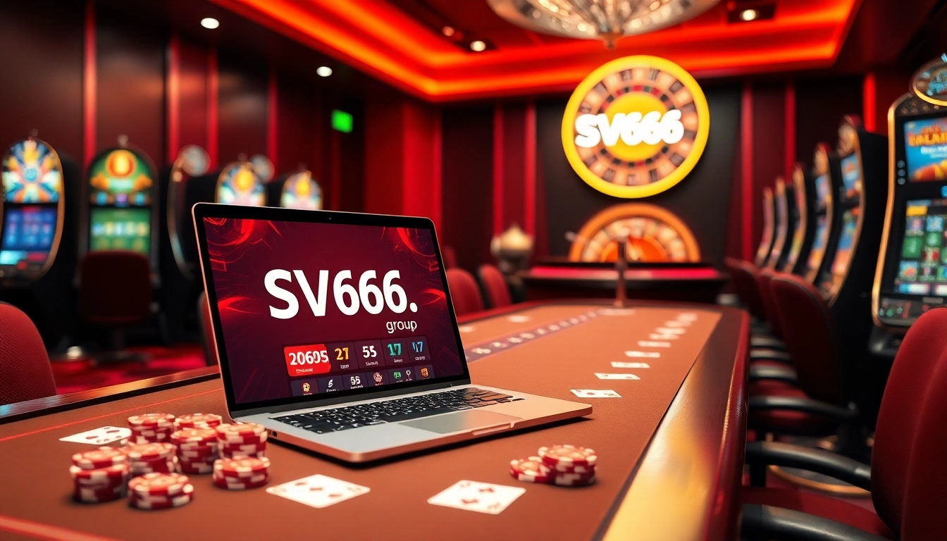 Engage with the thrilling gameplay at SV66.group's vibrant online casino featuring luxurious tables and lively slot machines.