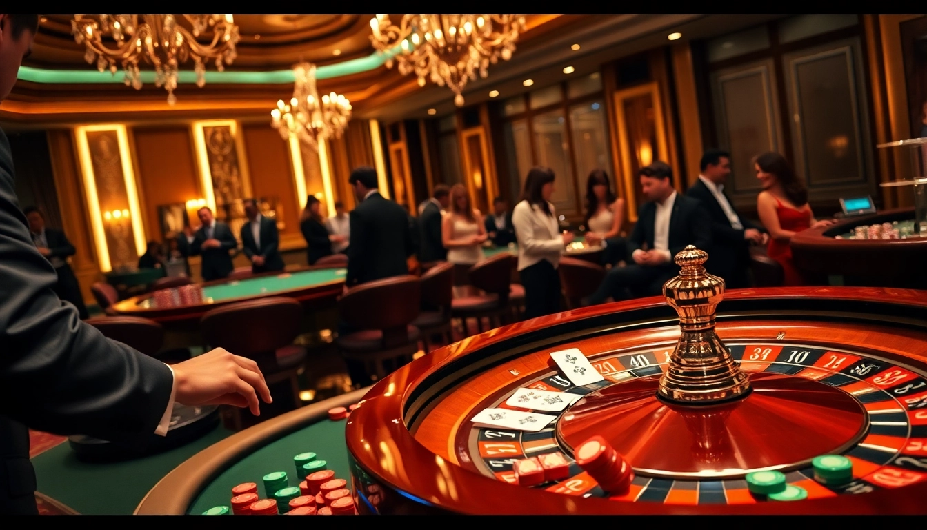 Engage with the thrilling world of gambling at tr88's luxury casino, featuring roulette and poker action.