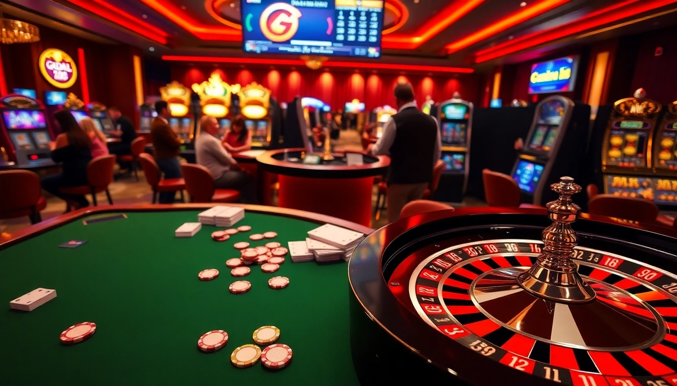 Goal123 gamblers placing bets at a luxurious casino table with live dealer interaction.