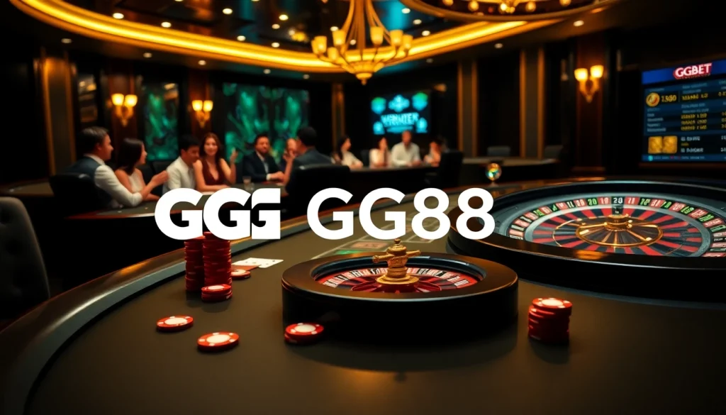 GG88 players enjoying an immersive casino experience at a modern gaming table.