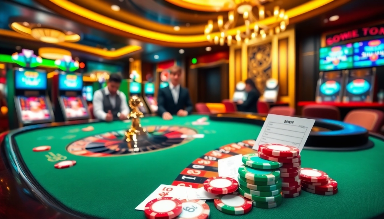 Engaging casino scene showcasing 58win's lively poker table and roulette excitement.
