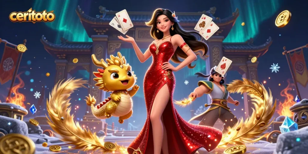 Ceritoto offers engaging online lottery experiences with a vibrant 3D illustration highlighting winning chances.