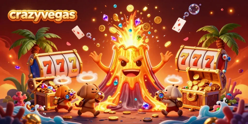 Experience the thrill of crazyvegas with a vibrant eruption of treasures and gaming excitement.