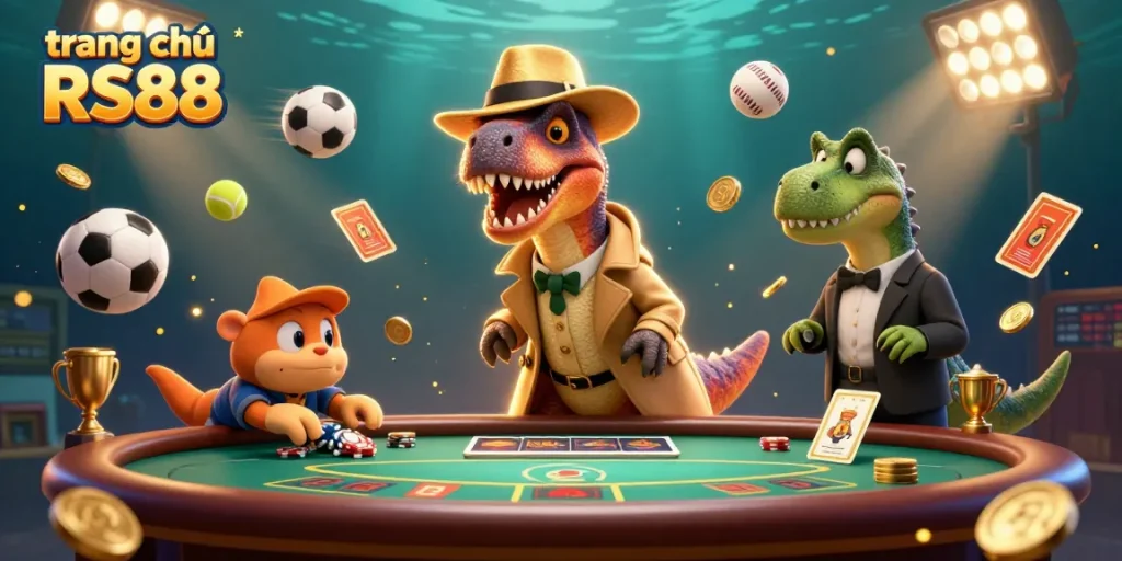 Experience the thrill at trang chủ RS88 with 3D casino characters engaging in a lively blackjack scene.